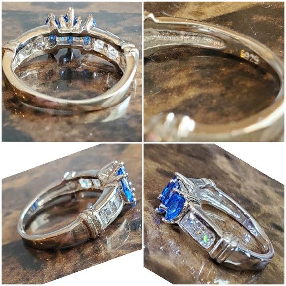 Genuine 2.5ct Blue & White Sapphire Ring Size 5 - Picture 6 of 7